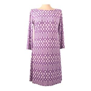 Dress Boat-Neck Long Sleeve Geometric A-line wrinkle resistant career casual M